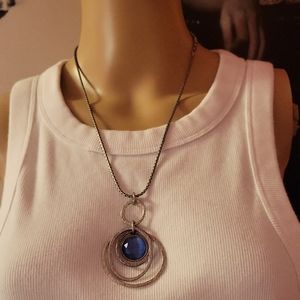 Chico's Elegant Silver and Blue Pendant Necklace